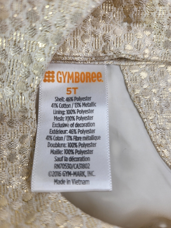 Gymboree Girls 5T Metallic Gold Sparkle Pleated Tulle Bow Holiday Party Dress - Picture 7 of 7